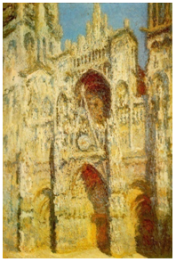 Claude Monet, La cathédrale de Rouen, le portail et la tour Saint-Romain, plein soleil, harmonie bleue et or (1894), Musée d’Orsay, Paris.