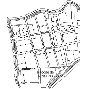 La Pagode de Ningbo et les rues avoisinantes (d’après la carte annexe n°5)