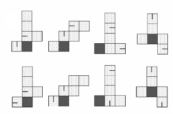 Figure 12 : Exemple de stimuli utilisés dans l’expérience de pliage (Sheppard et Feng 1972)