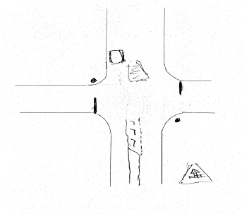Figure 30: Exemple de croquis rempli par un sujet (l'intersection est en forme de X)