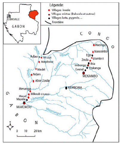 Figure 4. Villages le long de l’Ivindo (d’après Cheucle & Gallet