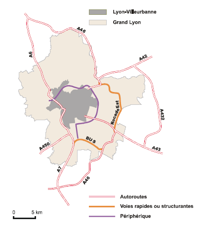 Le réseau de grandes voiries du Grand Lyon