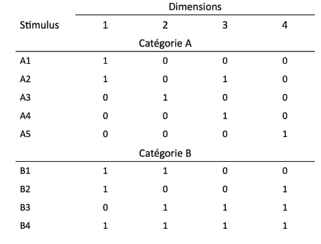 Tableau 1 : Stimuli utilisés dans le paradigme 