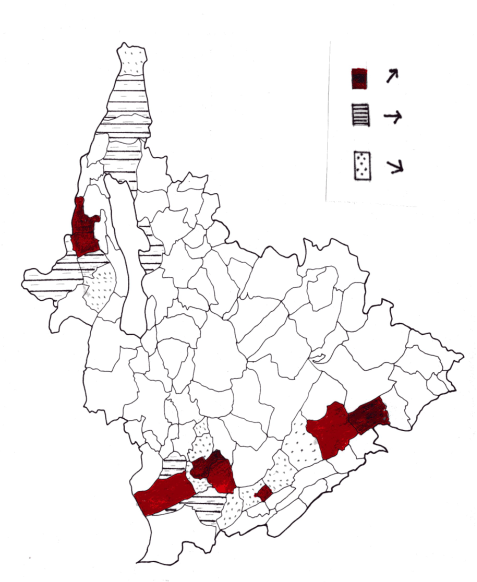 Evolution de la superficie totale plantée en vigne (1971 – 1979)