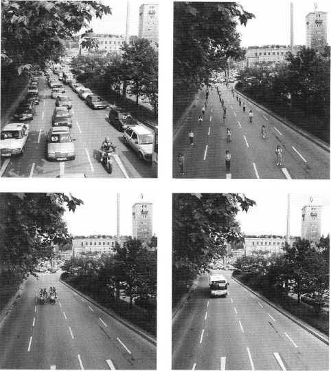 Figure 63 – Les différences en termes d’occupation de l’espace entre transports collectifs et voitures particulières : campagne de communication menée par le VVS à Stuttgart