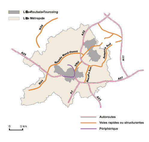 Le réseau de grandes voiries de Lille Métropole Communauté Urbaine