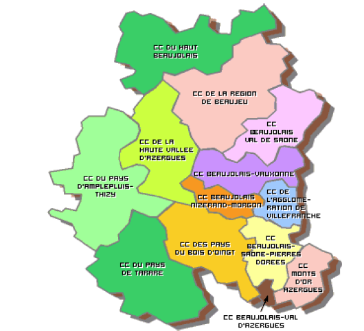 Établissements Publics de Coopération Intercommunale composant le Pays Beaujolais