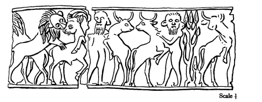 Figure 82- Plaque, U.12457, tombe 1237, Cimetière Royal d’Ur (d’après Woolley 1934 : pl.197, pl. 217)