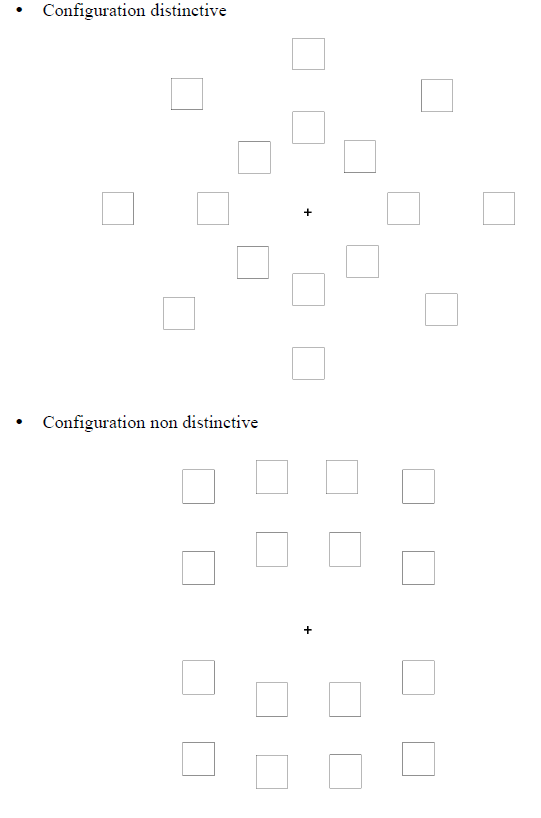 Figure 22. Les configurations distinctives et non distinctives utilisées dans l’expérience.