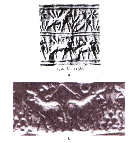 Figure 84- Sceaux Cylindre, Cimetière Royal d’Ur (d’après Woolley 1934 : pl. 203, n°132, 133)