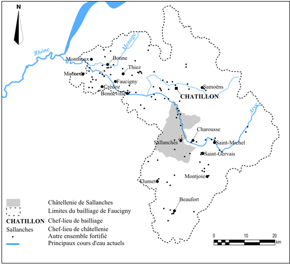 Doc. 188. Répartition des ensembles fortifiés du Faucigny (1476)