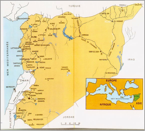 Carte géographique de la Syrie