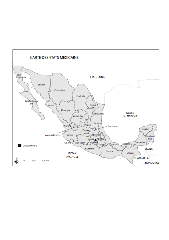 Figure 6. Carte des Etats de la République Mexicaine