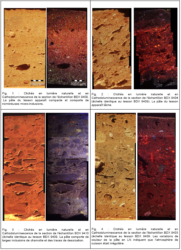 PLANCHE 2.54 : Images en lumière naturelle et en Cathodoluminescence de la production 