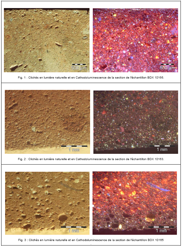 PLANCHE 2.56 : Images en lumière naturelle et en Cathodoluminescence de la production 