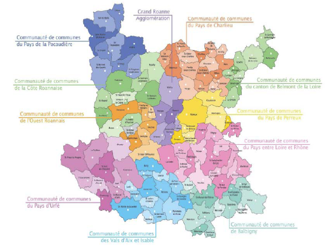 Établissements Publics de Coopération Intercommunale composant le Pays Roannais