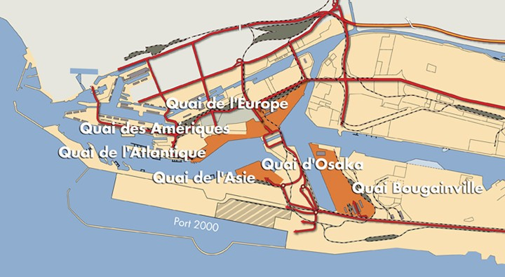 Carte 12 : Plan du port autonome du Havre – accès à Port 2000.