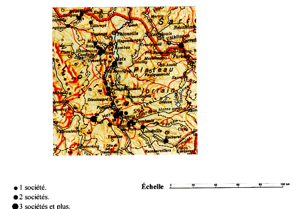 Carte 24 : Le réseau associatif cycliste de la Meurthe et Moselle à partir de 1900
