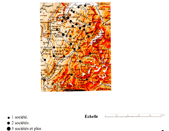 Carte 26 : : Le réseau associatif des deux savoies à partir de 1900