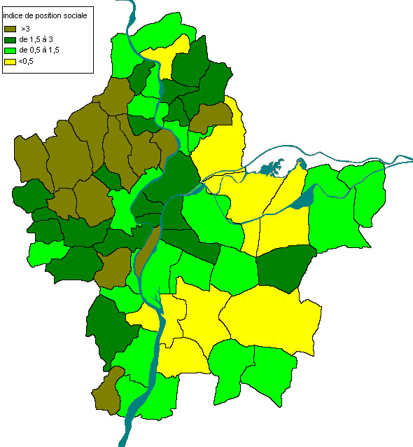 Carte 11 : Les polarisations socio-spatiales dans le grand Lyon