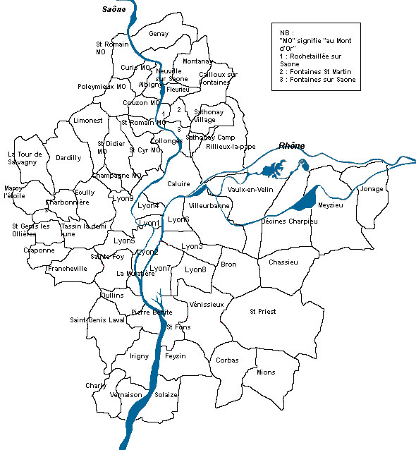 Carte 9 : les communes du Grand Lyon