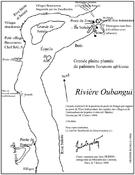 Figure 5 Bangui en 1889 (d’après M. CHOLET, modifiée)