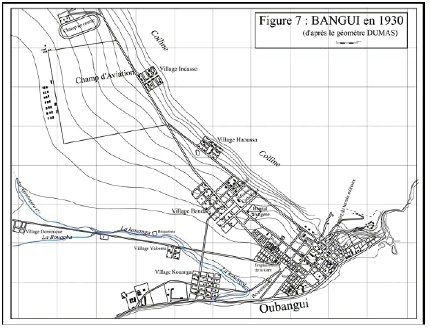 Figure 7 Bangui en 1930 (d’après, DUMAS, modifiée)