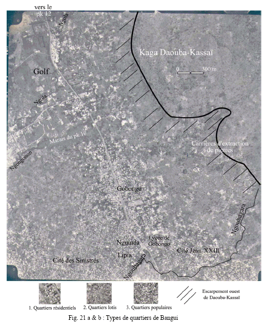 Fig. 21 a & b : Types de quartiers de Bangui 