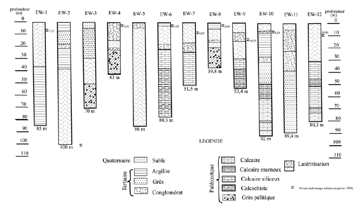Figure 31 Diagraphie des forages réalisés par la JICA (1999 a)