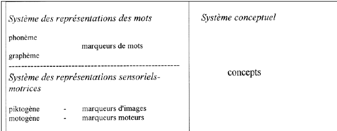 Figure 8 : le système cognitif, d'après Zimmer (Engelkamp, 1985 : 311)