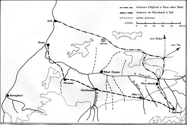 Fig. 71 : Itinéraires de la région de Safi (Aghmt-Agz et Marrakech-Safi). 