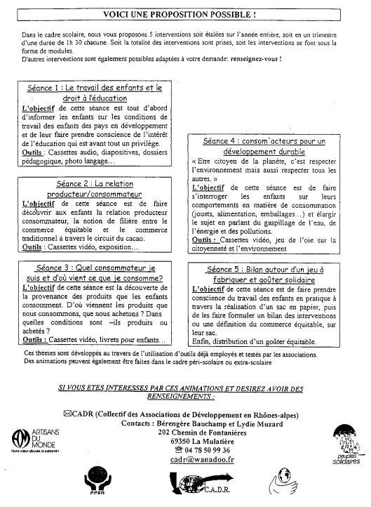 Document 18 : Un collectif d'associations propose des animations aux établissements scolaires