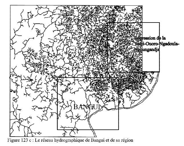 Figure 123 c) Le réseau hydrographique de Bangui et de sa région.