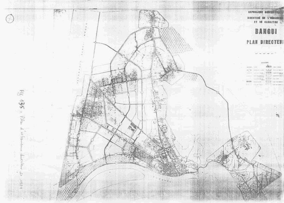 2) Plan d’urbanisme directeur de la ville de Bangui de 1971 (d’après le Service du Cadastre : in DEPRET, 1967)