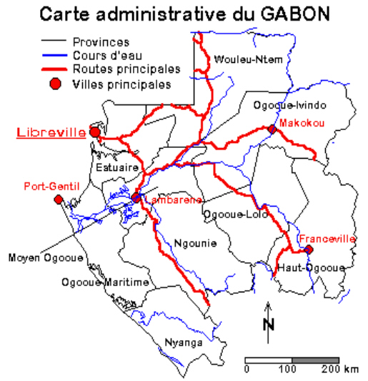 Carte n° 2 : Carte administrative du Gabon