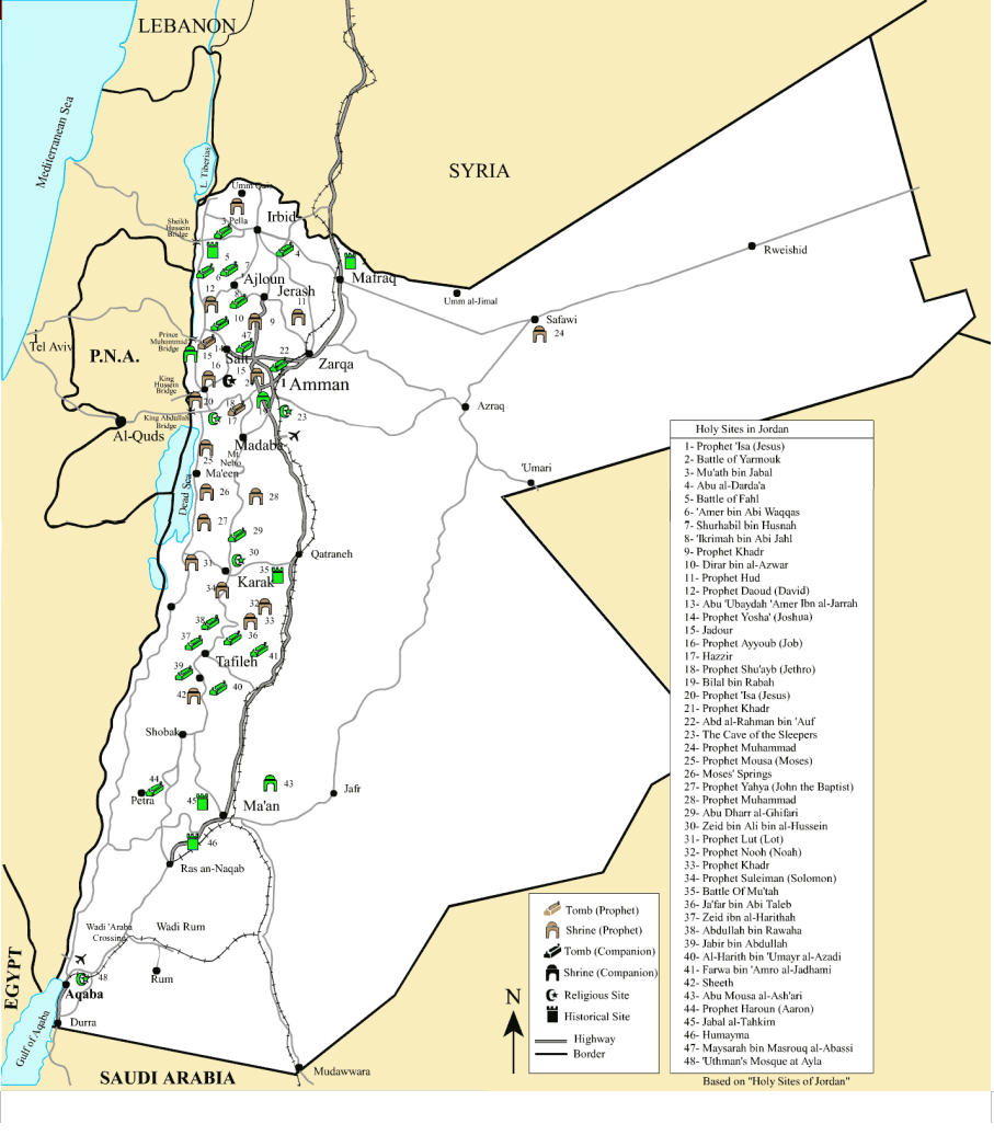 La carte de Jordanie