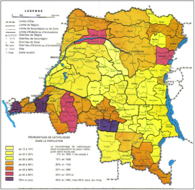 Carte n° 2 : Implantations des diocèses du Congo-Kinshasa