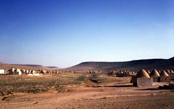 Planche 9 D - Village actuel avec habitations en "pain de sucre" sur le piémont du Jabal Shbayth