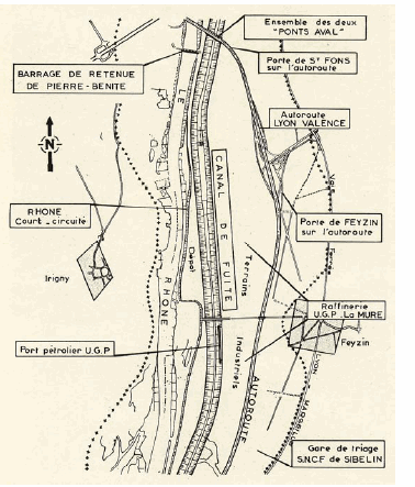 Fig. 69. Plan schématique de la zone industrielle bordant le canal de fuite