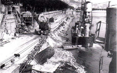 Photo 22. Les travaux de l’axe Nord-Sud en rive droite du Rhône en 1960
