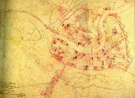 Fig. 20. Plan de la ville de Lyon et de ses environs par Deville (1746) 