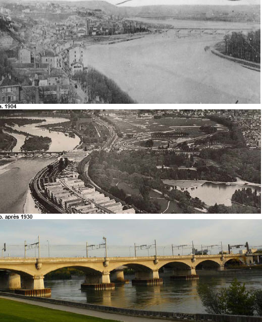 Photo 29. L’obstacle du pont Poincaré et l’obstruction progressive des arches de décharge.