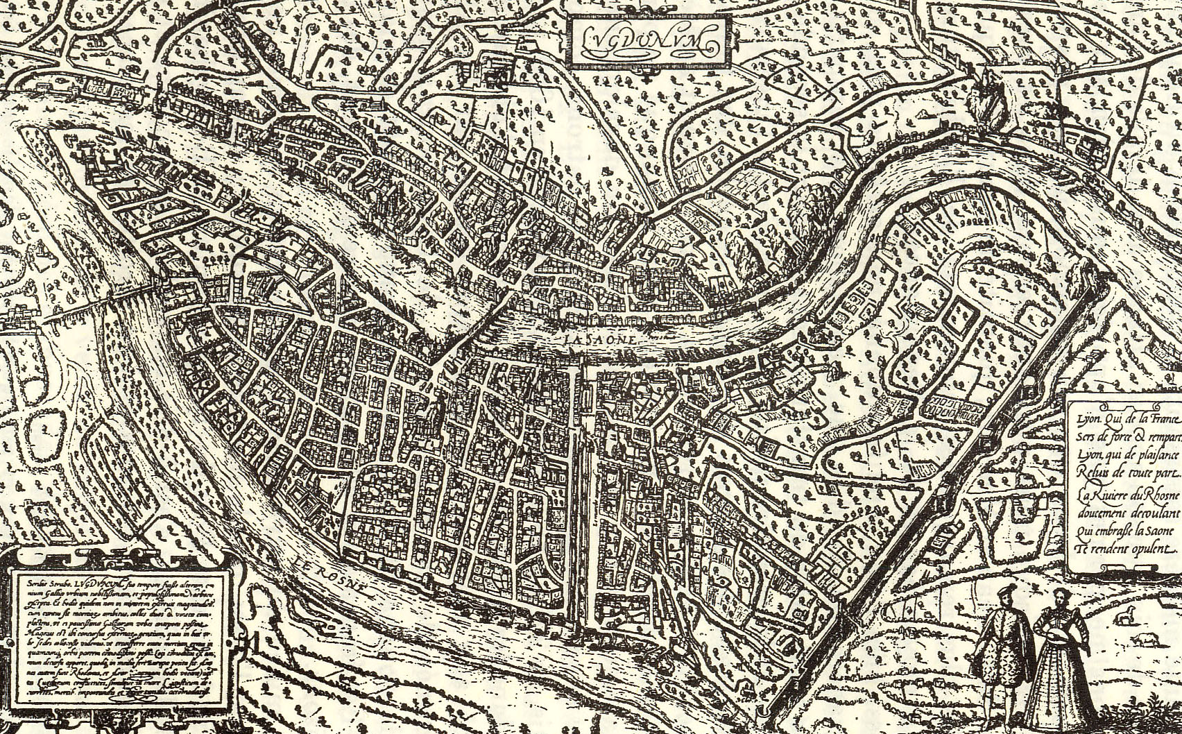 Fig. 15. Plan Scénographique de Lyon d’après la réduction de G. Braun