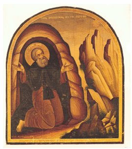 Illustration 27 : Icône de saint Simon le Myroblite représentant la fondation du monastère de 