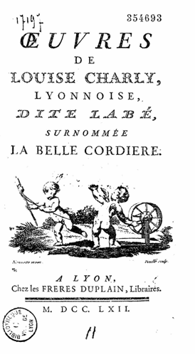 Page de titre : exemplaire de 1762 des « Œuvres de Louise Charly »