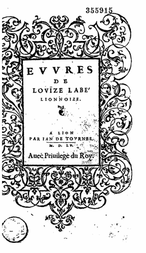 Photographie : exemplaire des « Euures de Louïze Labé » 1556