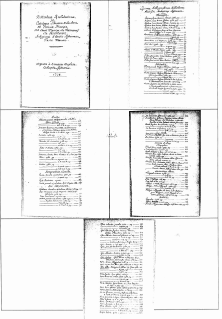 Page de titre et extraits de la Bibliotheca Rochaboniana