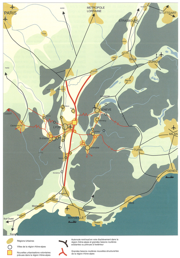Carte n°4 : L’Isle d’Abeau, une urbanisation volontaire pour organiser l’aménagement de la métropole d’équilibre Lyon – Saint-Etienne - Grenoble 