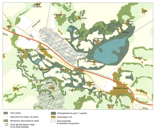 Carte n°8 : « Le SDAU vert » : un plan pour les espaces non-urbanisés, garant de la « ville verte » et de la « ville à la campagne »