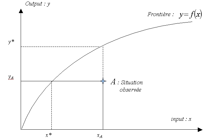 Figure 30 : Frontière déterministe de production et inefficience